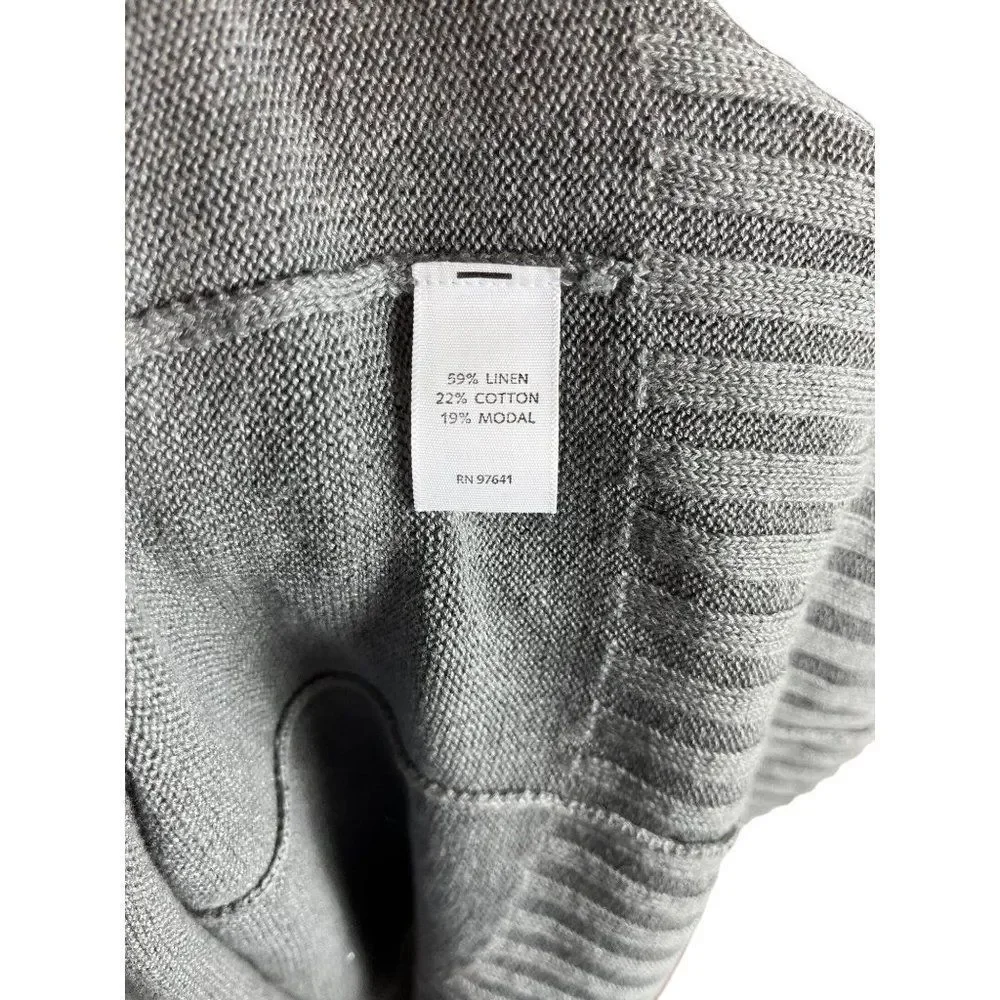 J. Jill Linen Blend Midi Dress Gray XS Petite Lagenlook Oversized Short Sleeve - Picture 9 of 10